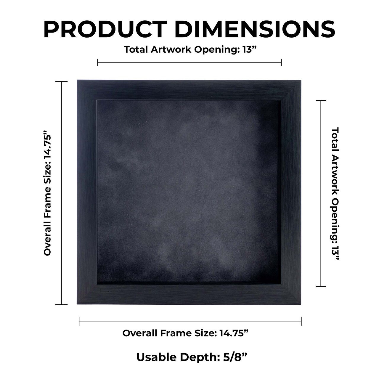 Elegant Charcoal Wood Shadow Box Frame with Acrylic Front - Dark Grey Suede Backing, 30 Sizes